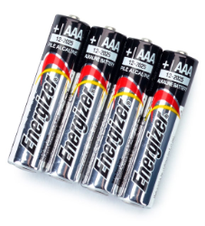 Batterier, AAA, alkaliska 1,5 V, 4/förp.