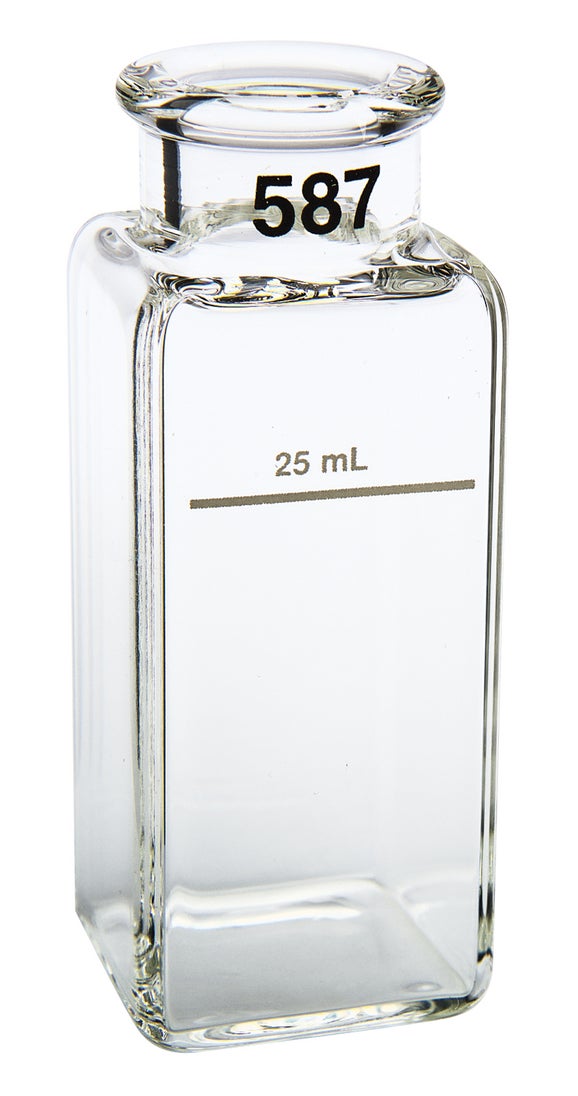 Rektangulär provkyvett, 1"x1", 25 mL, glas (2 st)